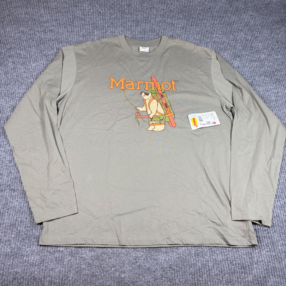 Marmot Bckcntry Marty LS Tee Mens XL Vetiver Green Polar Bear T-Shirt NEW
